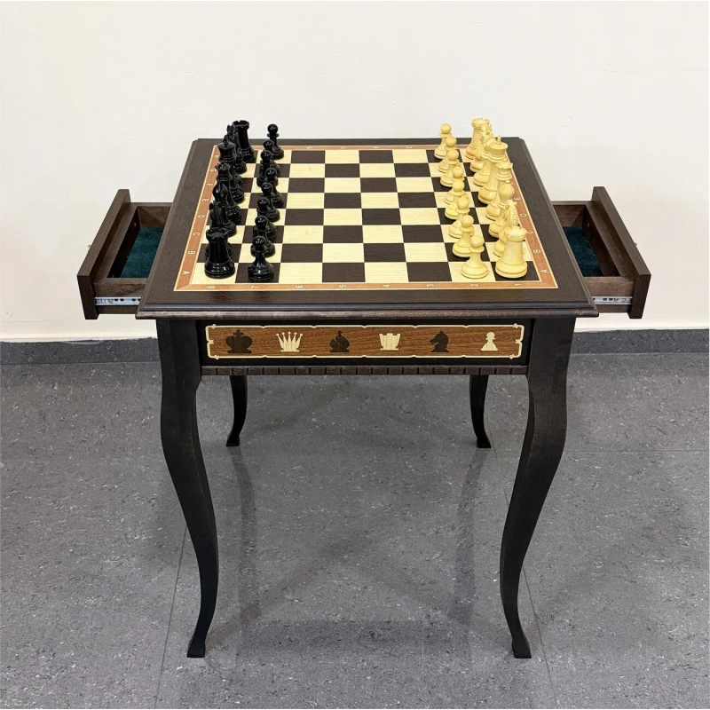 Шахматный стол эксклюзивный Венге с фигурами из самшита Стаунтон Royal