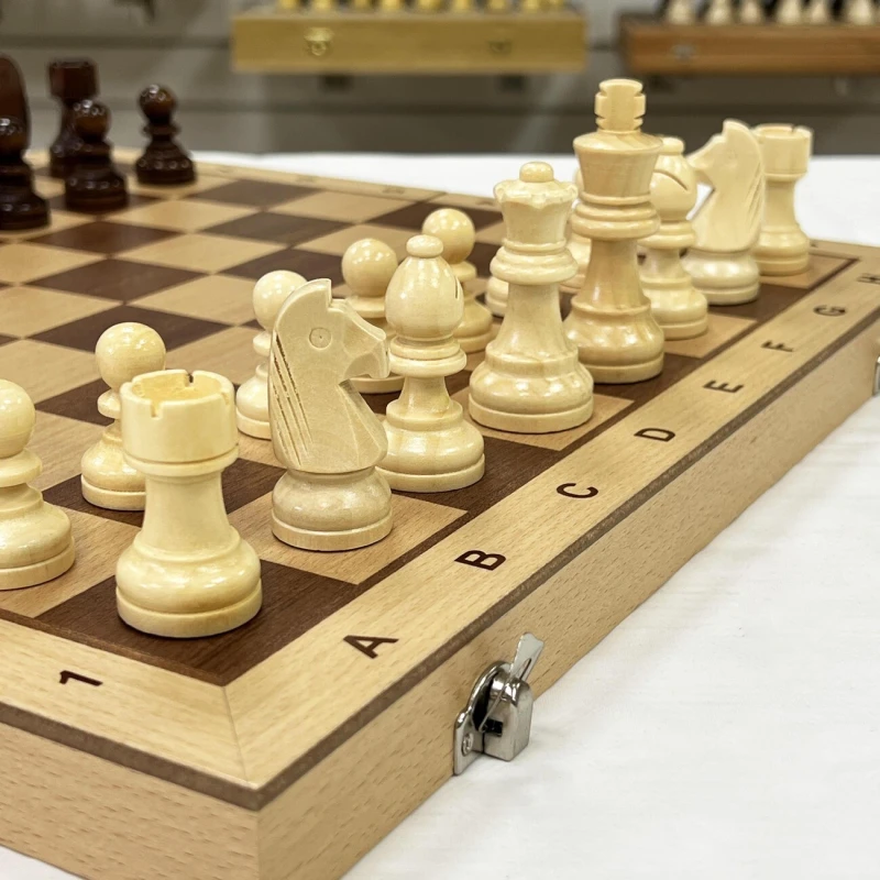 Шахматы + шашки магнитные интарсия светлые 39 см