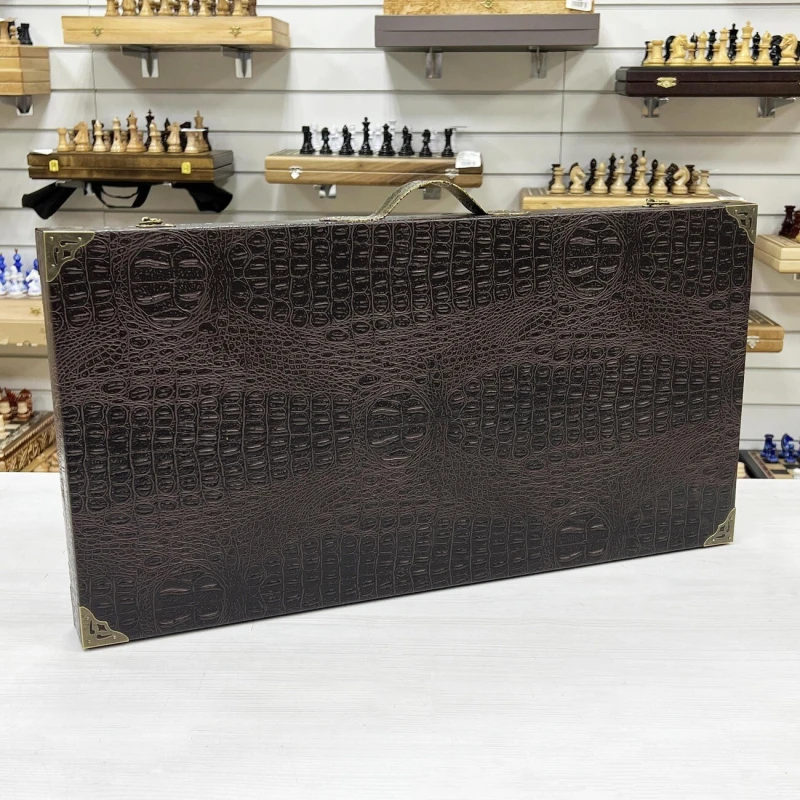 Нарды подарочные в дипломате из эко кожи Медведь большие 62см