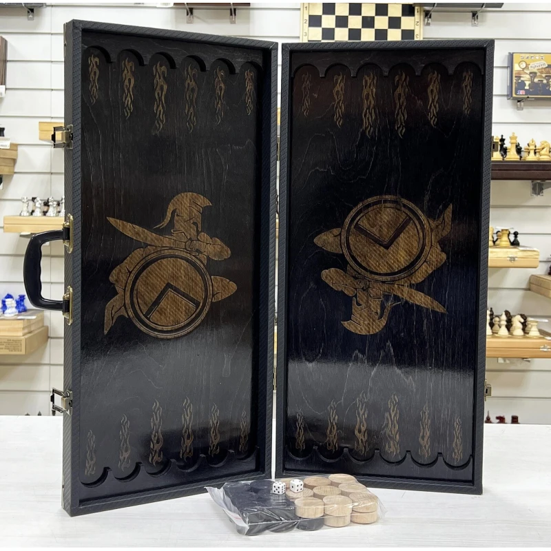 Нарды подарочные Спартанец 53 см в дипломате с ручкой