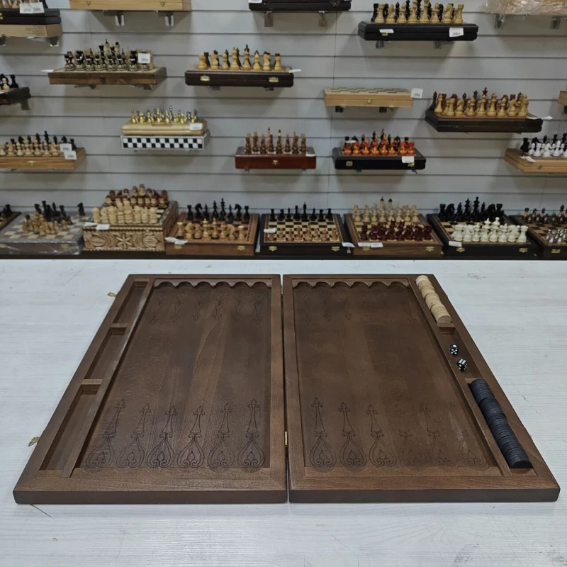 Нарды деревянные подарочные из массива бука Узоры 2 большие