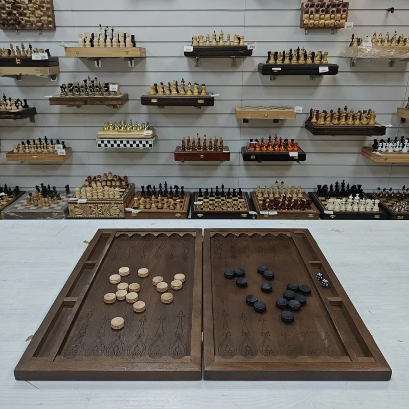 Нарды деревянные подарочные из массива бука Узоры 2 большие