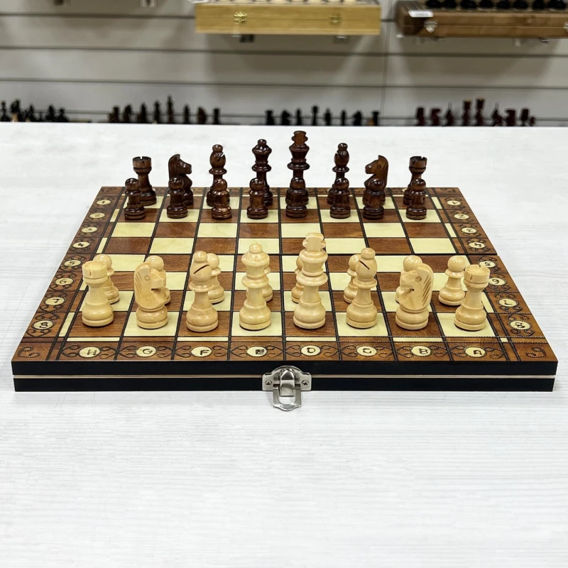 Шахматы подарочные амбассадор 3 в 1 магнитные 30 см