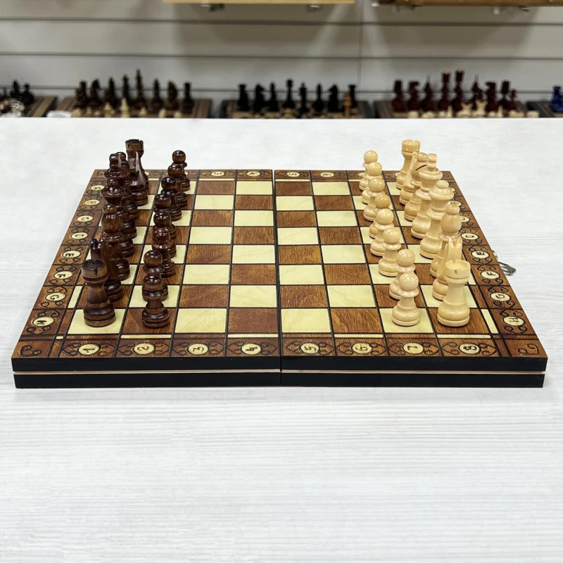 Шахматы подарочные амбассадор 3 в 1 магнитные 30 см