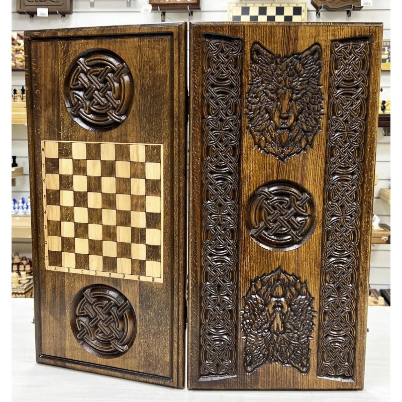 Нарды деревянные резные Волк 60 см, Artash