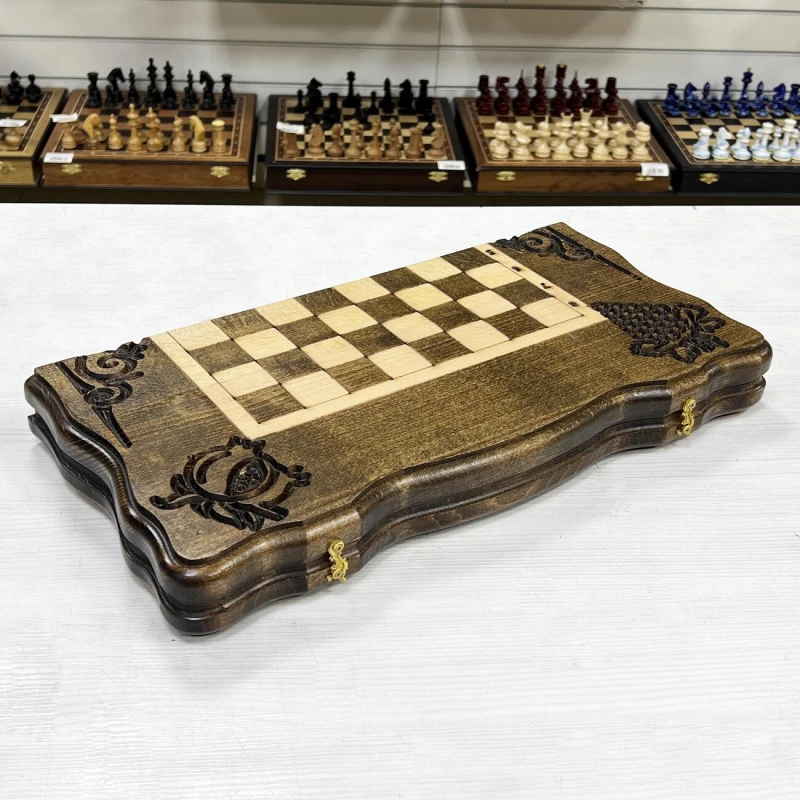 Шахматы нарды шашки резные Виноградная гроздь 50 см, Artash