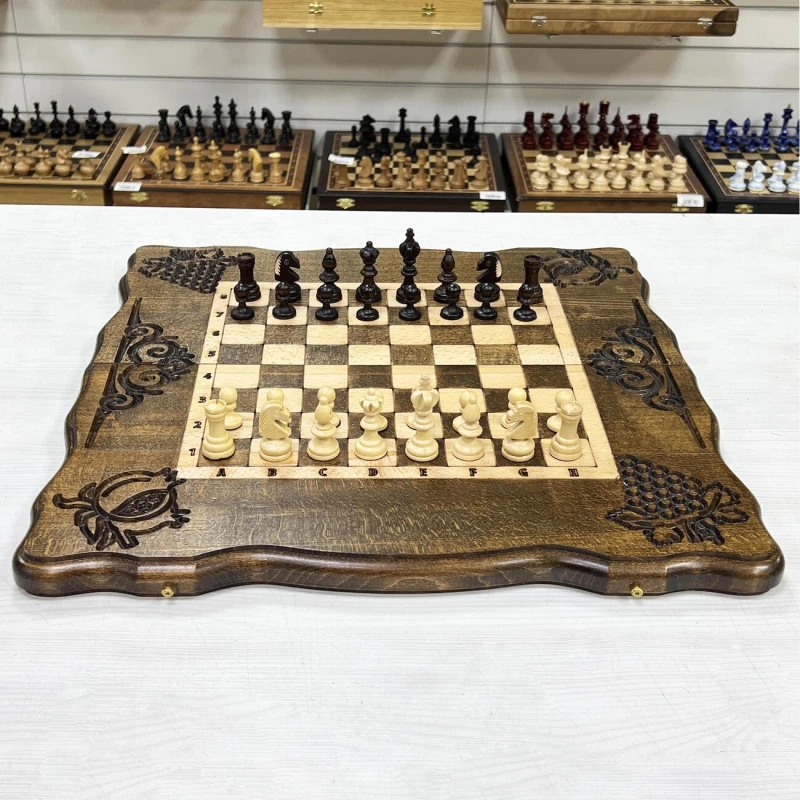 Шахматы нарды шашки резные Виноградная гроздь 50 см, Artash