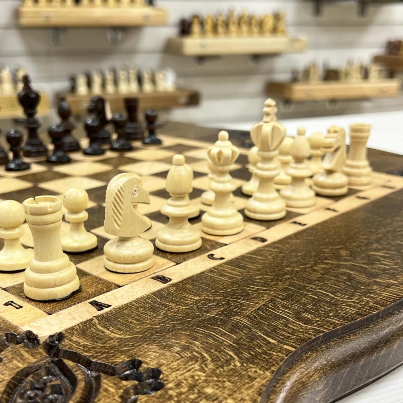 Шахматы нарды шашки резные Виноградная гроздь 50 см, Artash