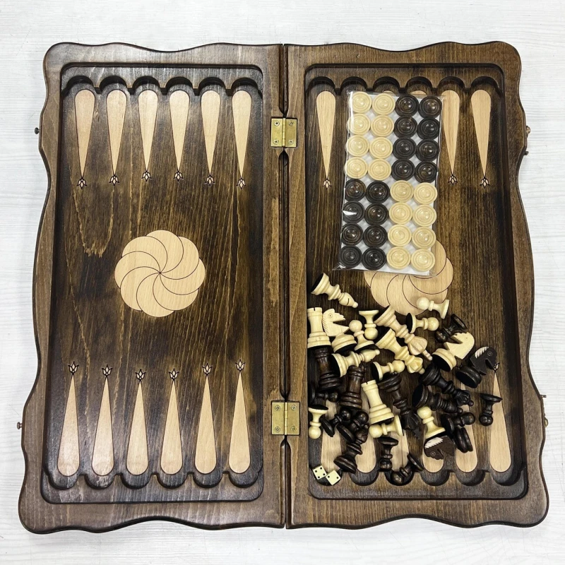 Шахматы нарды шашки резные Виноградная гроздь 50 см, Artash