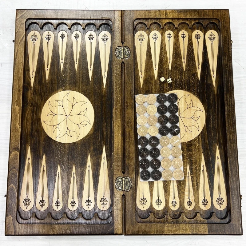 Нарды деревянные резные Волк со звездами 60 см, Artash