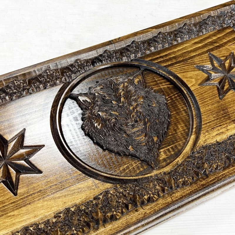 Нарды деревянные резные Волк со звездами 60 см, Artash