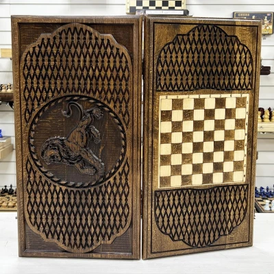 Нарды деревянные резные Лев 60 см, Artash