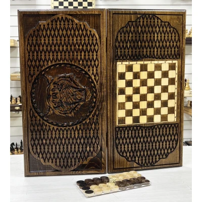 Нарды деревянные резные Тигр 60 см, Artash