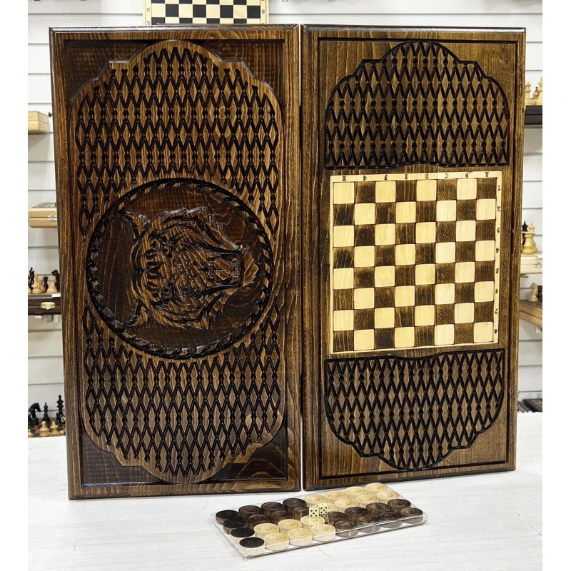 Нарды деревянные резные Тигр 60 см, Artash