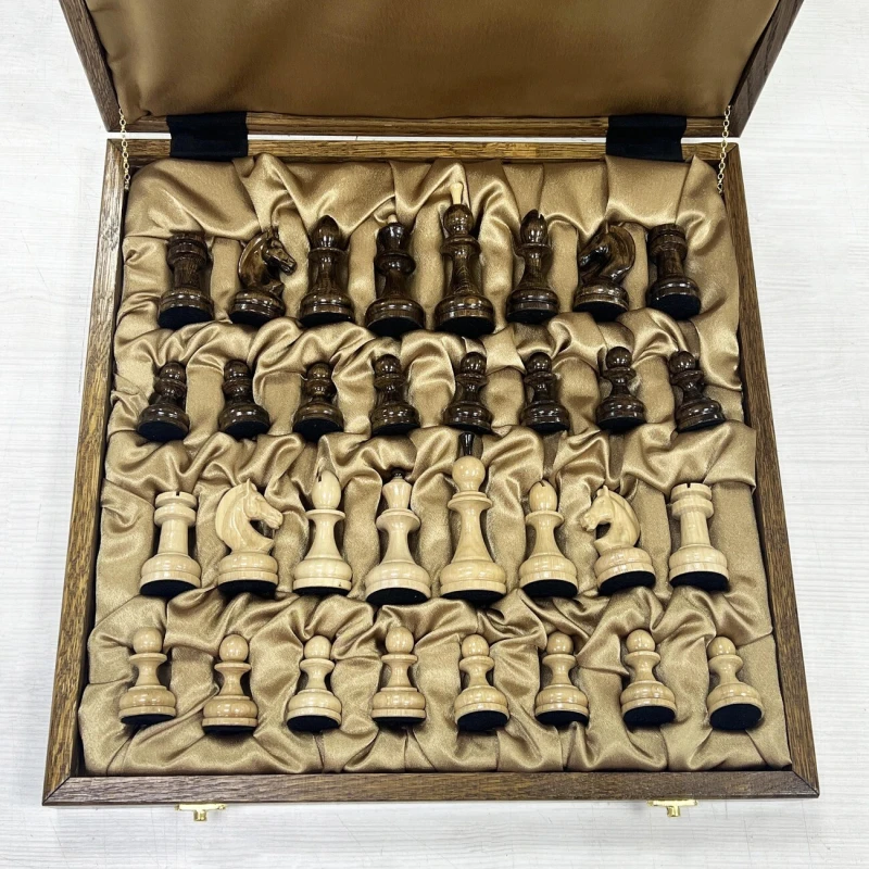 Шахматы в ларце подарочные из дуба с фигурами Премиальными Люкс