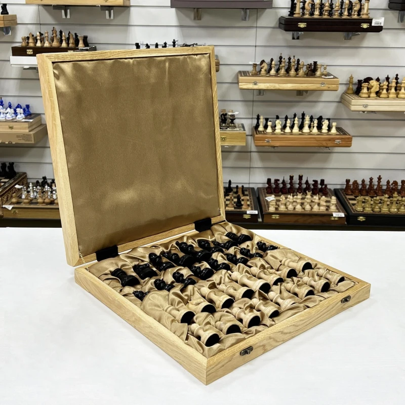 Шахматы в ларце из граба с премиальными фигурами из граба 