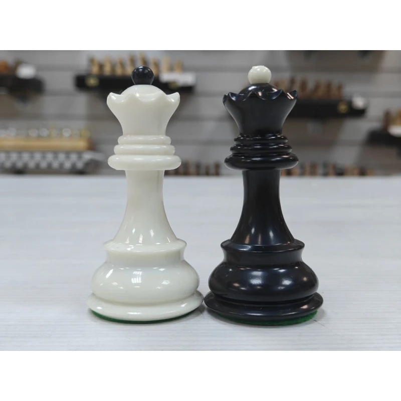 Шахматные фигуры профессиональные черно белые с утяжелением пластик