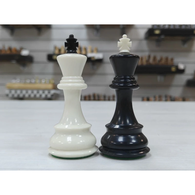 Шахматные фигуры профессиональные черно белые с утяжелением пластик