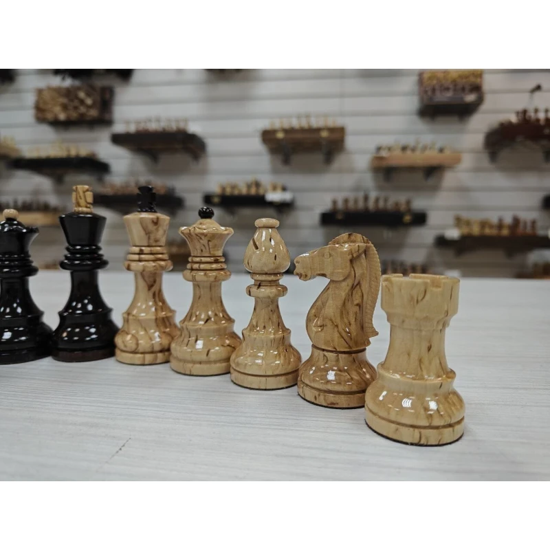 Шахматные фигуры Карельская береза Стаунтон люкс