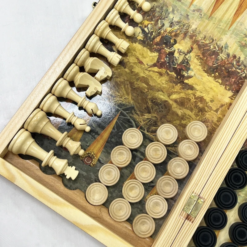 Набор 3 в 1 шахматы нарды шашки Бородино