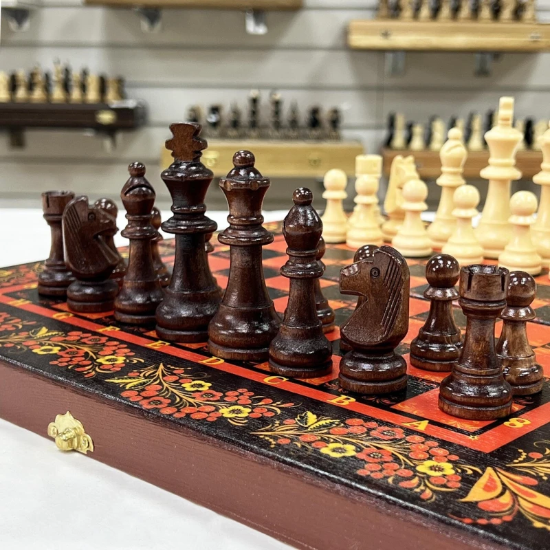 Набор 3 в 1 шахматы нарды шашки Хохлома