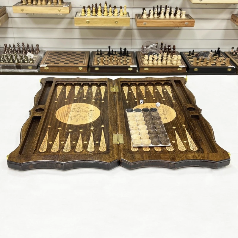 Нарды подарочные из массива бука Герб РФ металл