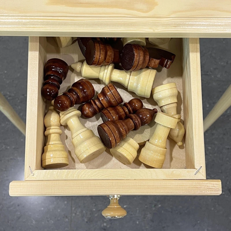 Шахматный стол гроссмейстерский с фигурами и ящиком 73 см