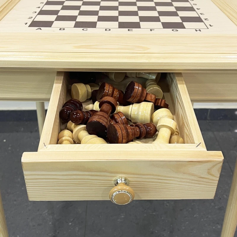 Шахматный стол гроссмейстерский с фигурами и ящиком 73 см