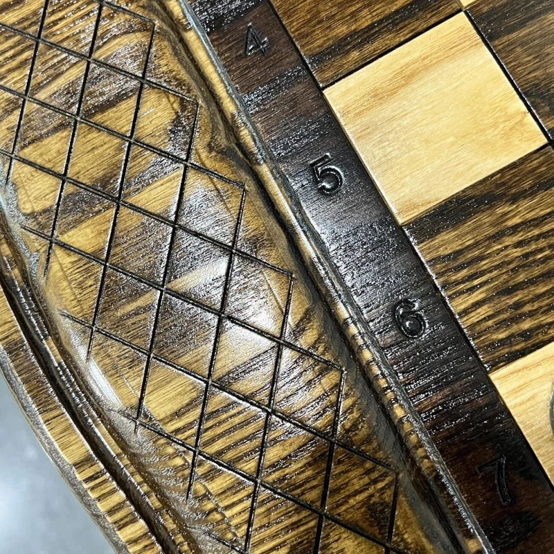 Шахматный стол резной из массива ясеня с фигурами из граба