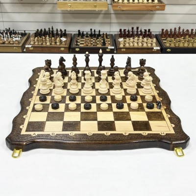 Набор 3 в 1 шахматы нарды шашки из массива бука Бастион матовые