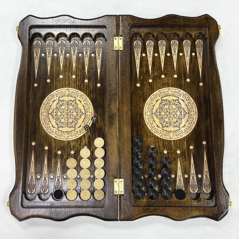 Набор 3 в 1 шахматы нарды шашки из массива бука Суприм