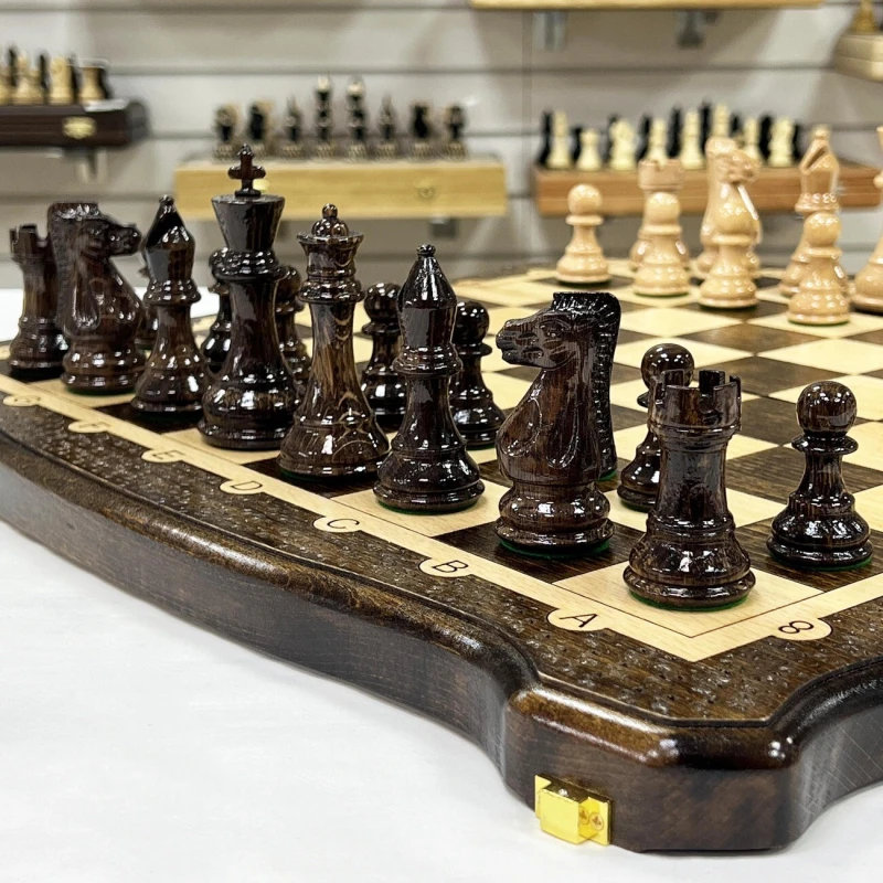 Набор 3 в 1 шахматы нарды шашки из массива бука Суприм