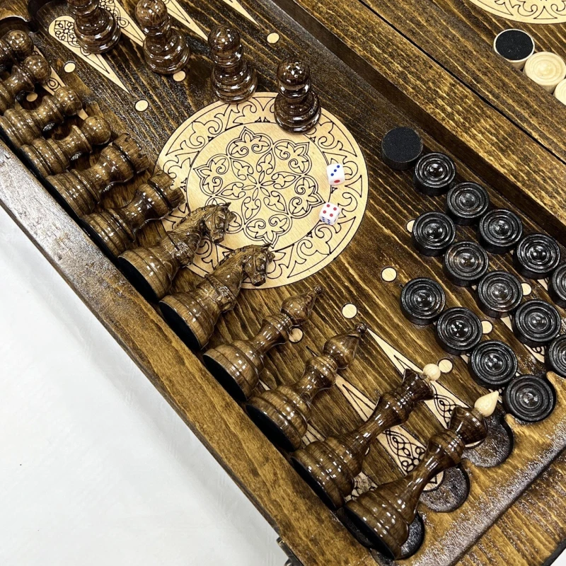 Набор 3 в 1 шахматы нарды шашки Бастион глянцевые