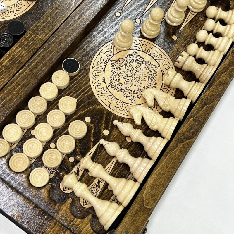 Набор 3 в 1 шахматы нарды шашки Бастион глянцевые