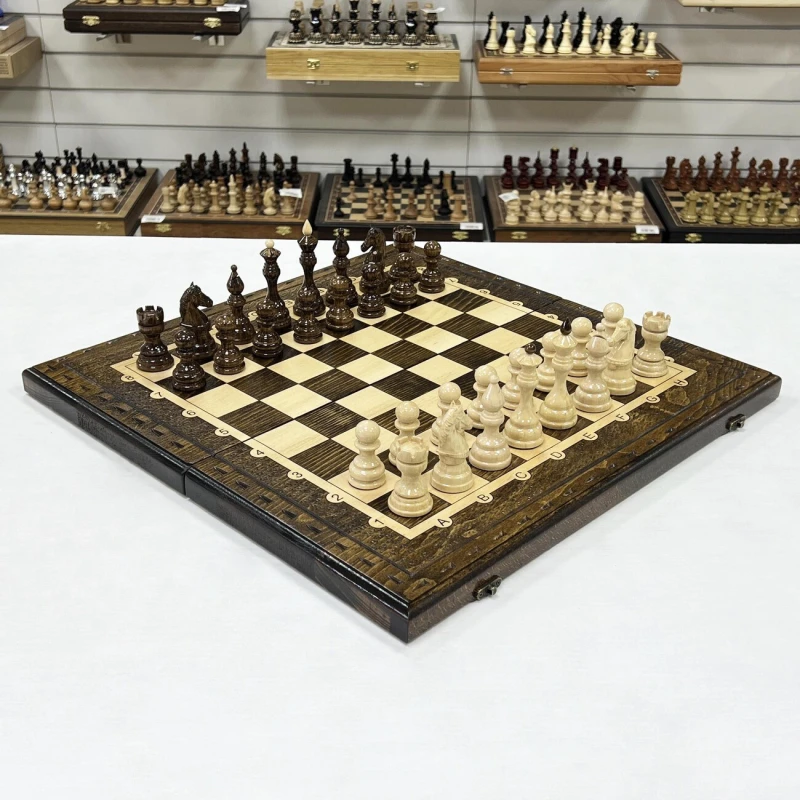 Набор 3 в 1 шахматы нарды шашки Бастион глянцевые