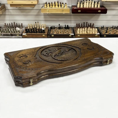 Нарды резные деревянные Скорпион 60 см с чехлом