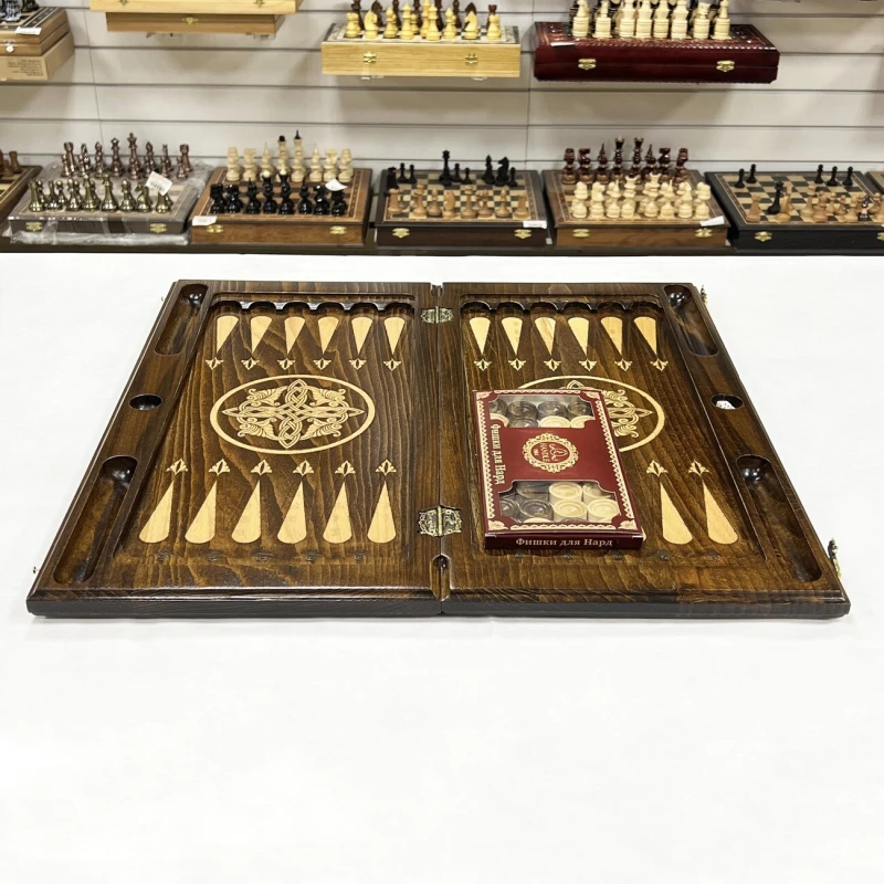 Нарды эксклюзивные деревянные ручной работы 60 см с чехлом