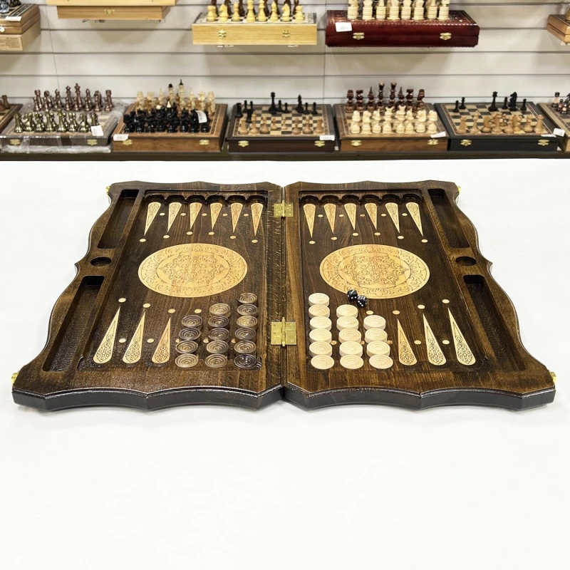 Нарды из массива бука художественная роспись Конь ручная работа 60 см