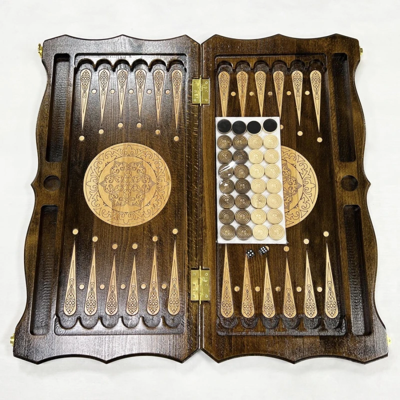 Нарды из массива бука художественная роспись Конь ручная работа 60 см