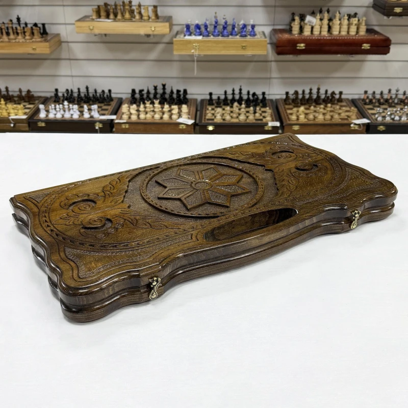 Нарды резные "Звезда" с ручкой, Haleyan