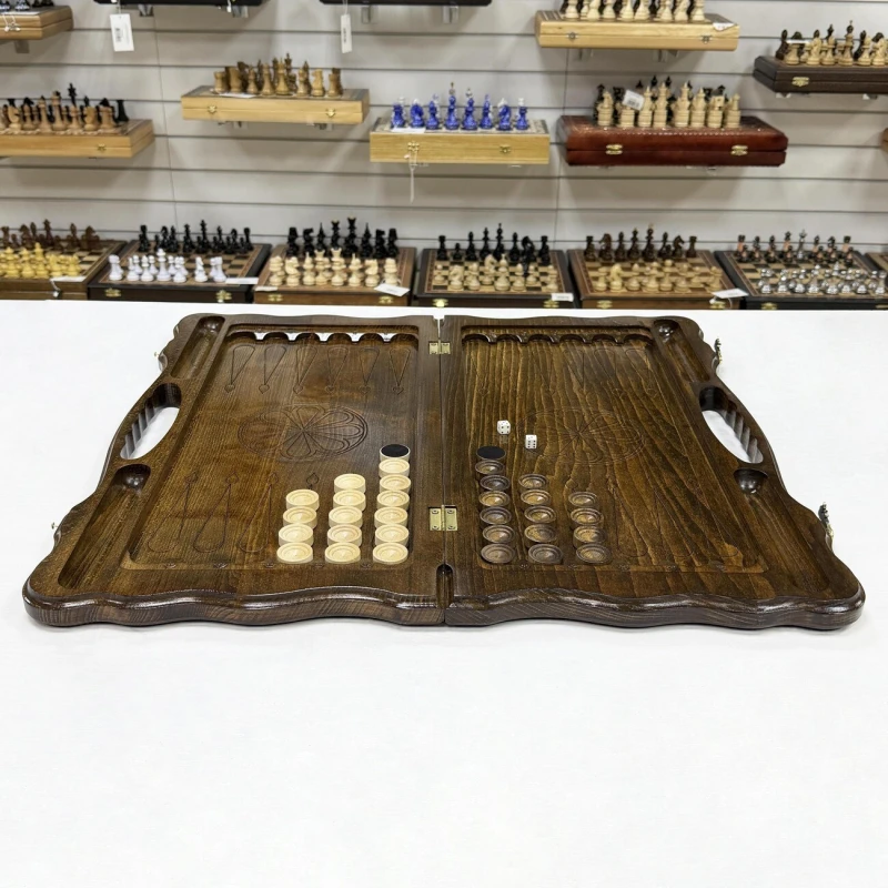 Нарды резные "Звезда" с ручкой, Haleyan