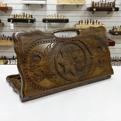 Нарды резные "Звезда" с ручкой, Haleyan