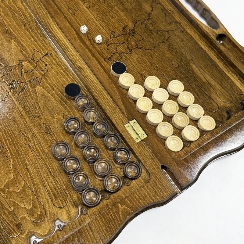 Нарды резные Герб РФ 2 с ручкой 60, Haleyan