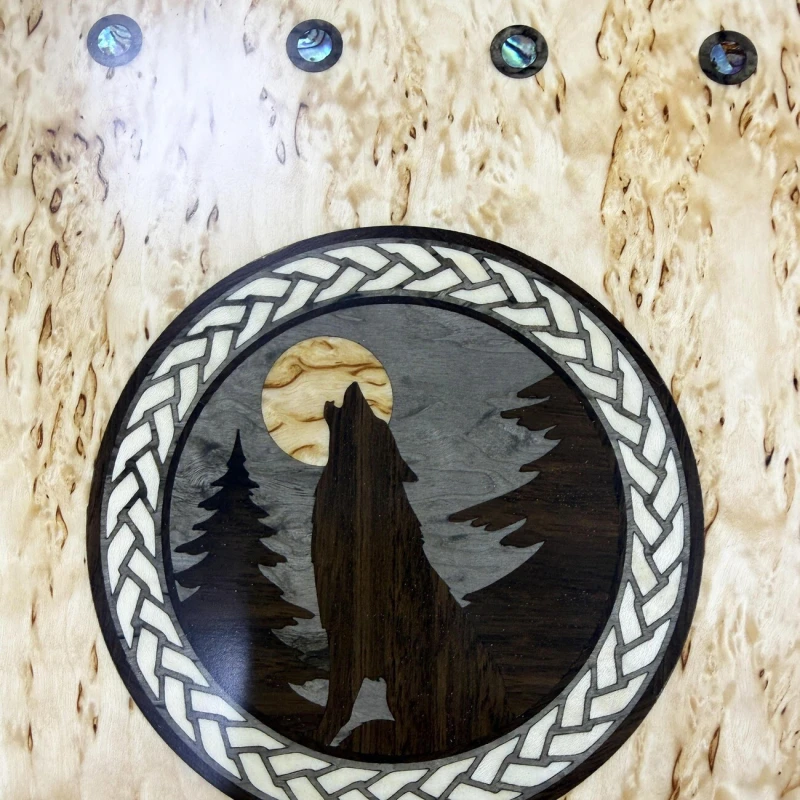 Нарды подарочные из карельской березы Волк большие 62 см