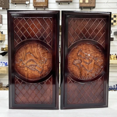 Нарды резные Медведь лак 55 см