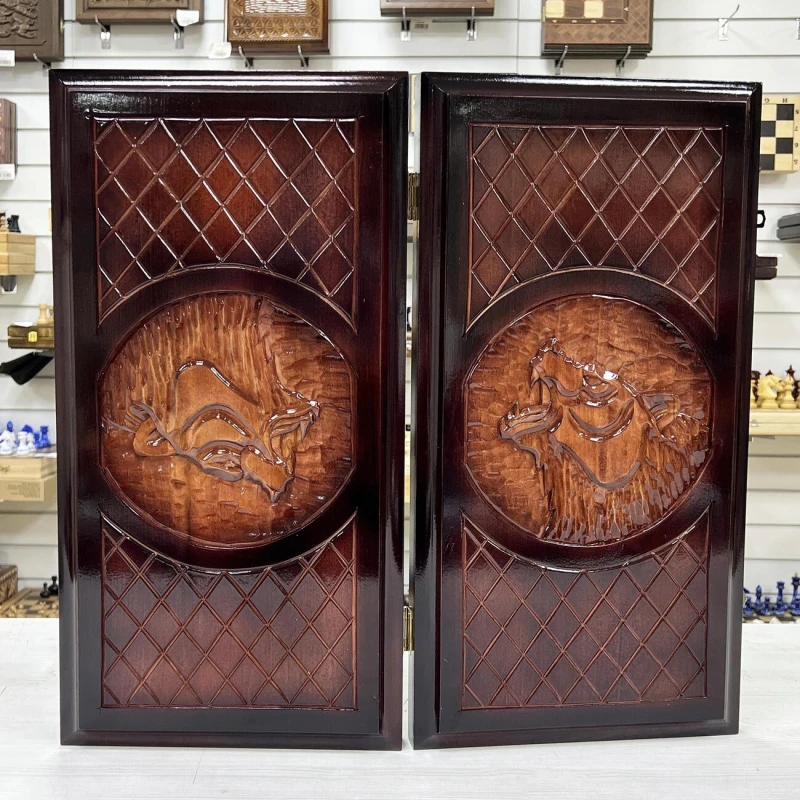 Нарды резные Медведь лак 55 см