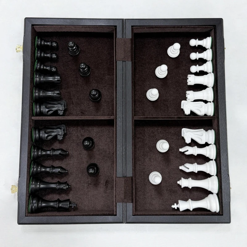 Шахматы деревянные мореный дуб Суприм черно-белые средние