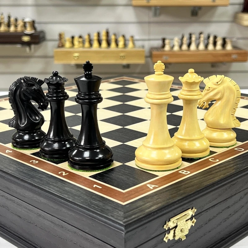 Шахматы в ларце эксклюзивные подарочные мореный дуб Стаунтон Royal