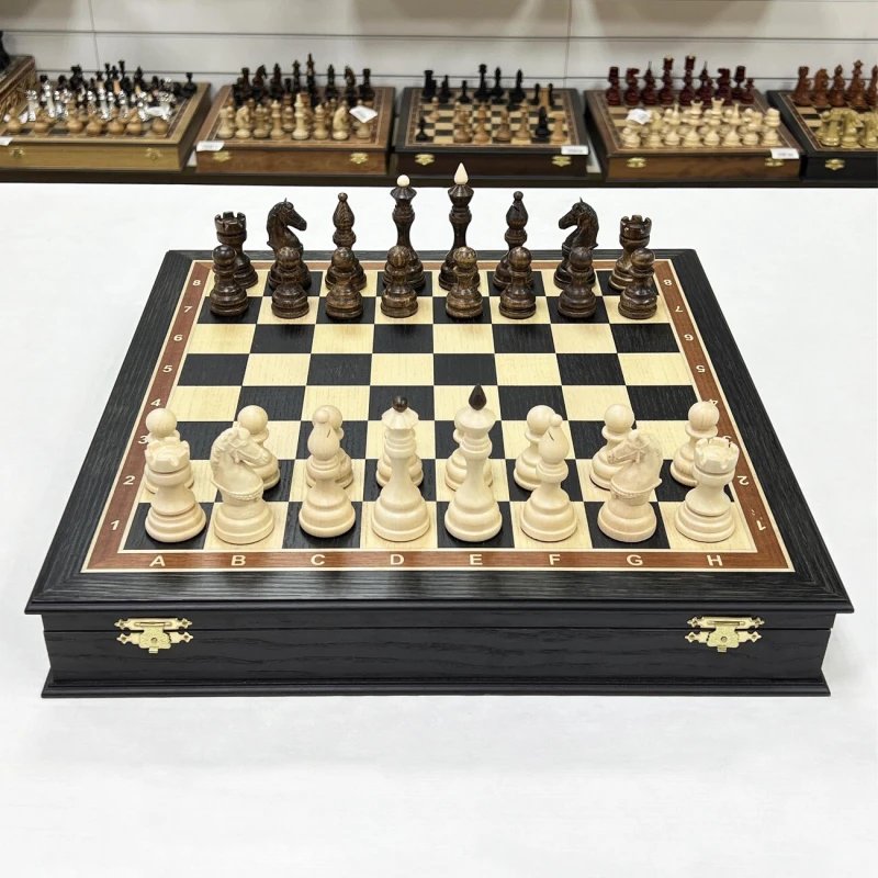 Шахматный ларец деревянный мореный дуб Бастион матовый