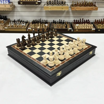 Шахматный ларец деревянный мореный дуб Бастион матовый